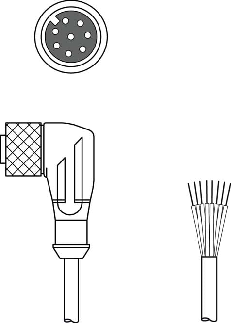 Leuze Electronic - KD S-M12-8W-P1-030 Connexion 1: Connecteur rond, M12, Coudé, Prise femelle, Coda