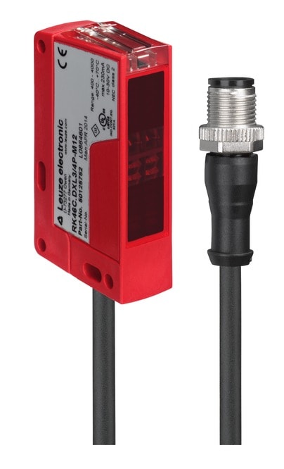 Leuze Electronic - RK46C.DL3/4P-200-M12 Application: Détection d'objets irréguliers sur la bande tr
