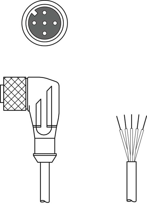 Leuze Electronic - KD DN-M12-5W-P1-150 Connexion 1: Connecteur rond, M12, Coudé, Prise femelle, Cod