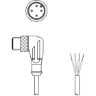 Leuze Electronic - KS U-M12-4W-V1-020 Connexion 1: Connecteur rond, M12, Coudé, Prise mâle, Codage