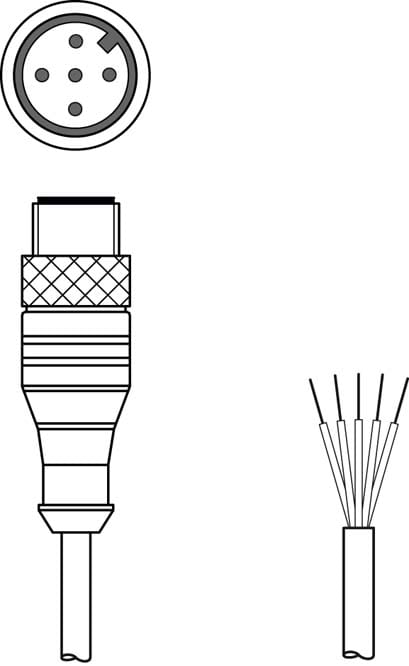 Leuze Electronic - KS S-M12-5A-P1-050 Connexion 1: Connecteur rond, M12, Axiale, Prise mâle, Codage