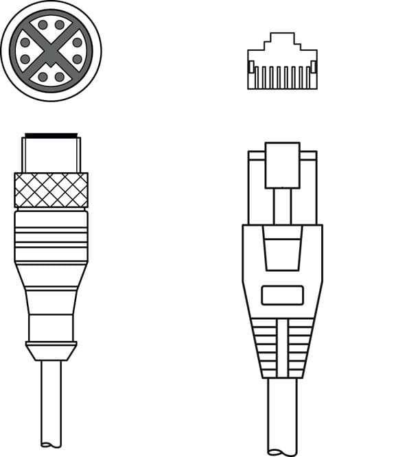 Leuze Electronic - KSS GB-M12-8A-RJ45-A-P7-020 Adapté pour interface: Ethernet Connexion 1: Connect