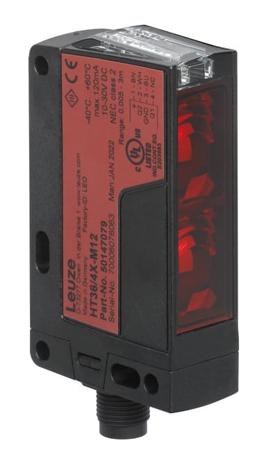 Leuze Electronic - HT36/4X-M12 Portée limite: 0,01 ... 2,5 m Source lumineuse: LED, Rouge Tension d