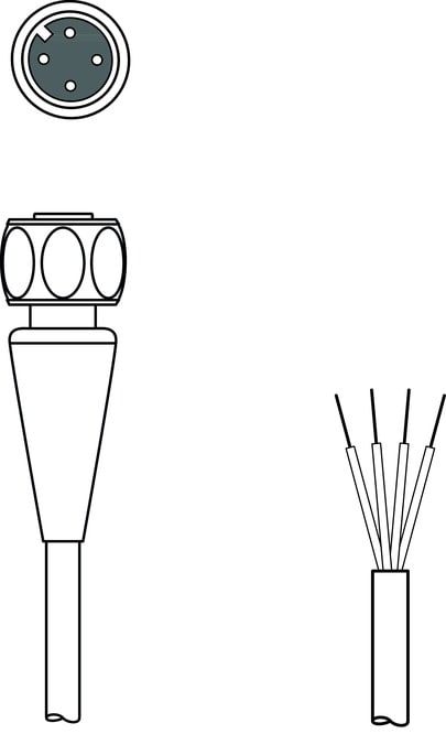 Leuze Electronic - KD U-M12-4A-T0-100 F+B Connexion 1: Connecteur rond, M12, Axiale, Prise femelle,