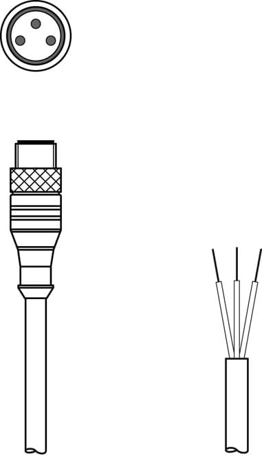 Leuze Electronic - KS U-M8-3A-P1-100 Connexion 1: Connecteur rond, M8, Axiale, Prise mâle, 3 pôles