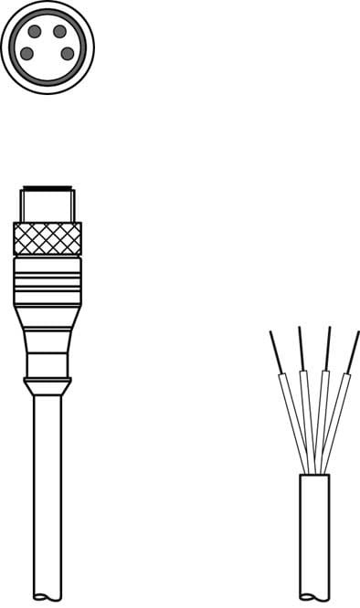 Leuze Electronic - KS U-M8-4A-P1-100 Connexion 1: Connecteur rond, M8, Axiale, Prise mâle, 4 pôles