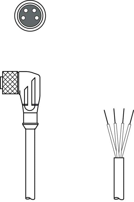 Leuze Electronic - KD U-M8-4W-P1-030 Connexion 1: Connecteur rond, M8, Coudé, Prise femelle, 4 pôle