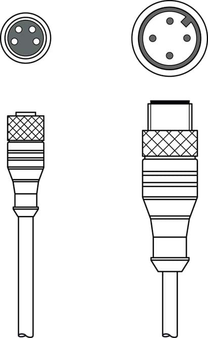 Leuze Electronic - K-DS M8A-M12A-4P-0,3m-PVC Connexion 1: Connecteur rond, M8, Axiale, Prise femell