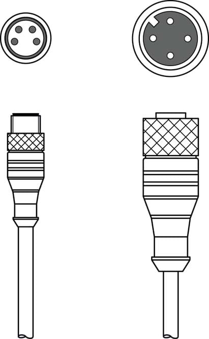 Leuze Electronic - K-DS M12A-M8A-4P-0,3m-PVC Connexion 1: Connecteur rond, M12, Axiale, Prise femel