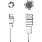 Leuze Electronic - K-DS M12A-M8A-4P-0,3m-PVC Connexion 1: Connecteur rond, M12, Axiale, Prise femel