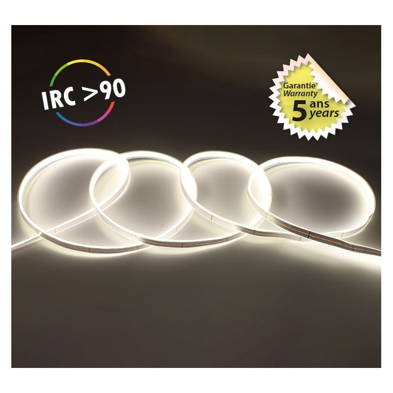 Miidex Lighting - BANDEAU COB 4000K 5M 320LED/M ET 9W/M IP65 24V 5ANS