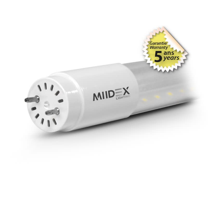 Miidex Lighting - TUBE LED T8 1200M 12W 4000K TRANSP180LM/W  85-265V LN STARTER 5A (X10)