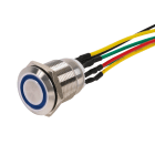 Sewosy - Bouton poussoir INOX 19 mm bleu NO+NC