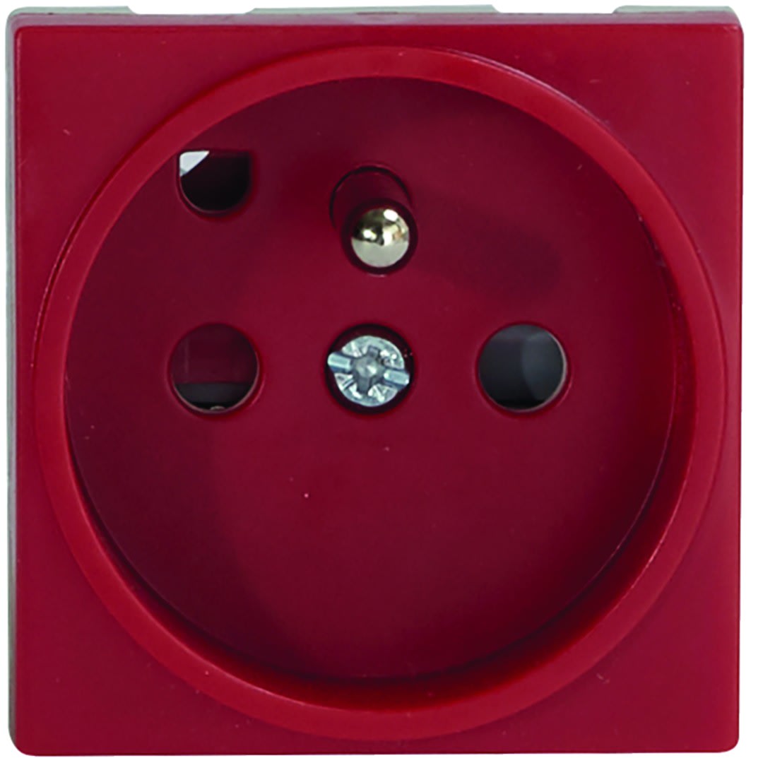 Iboco - Prise TerCia 2 pôles + terre simple détrompée rouge