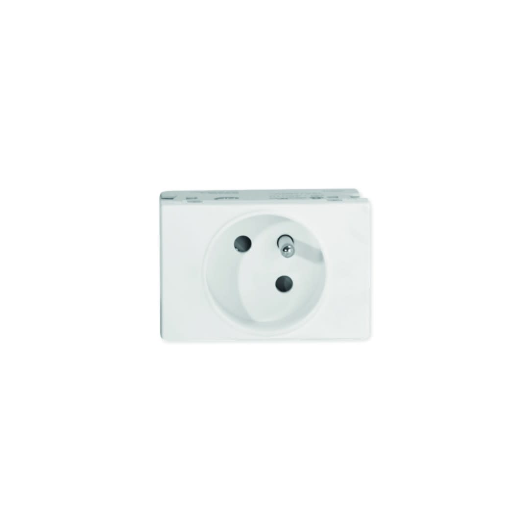 Iboco - Prise TerCia 2 pôles + terre simple spécial goulotte blanche