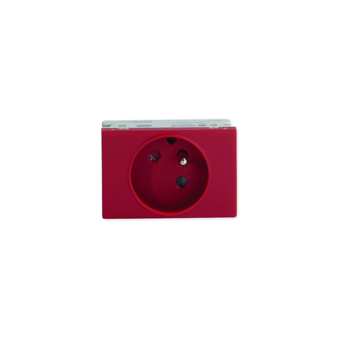 Iboco - Prise TerCia 2 pôles + terre simple détrompée spécial goulotte rouge