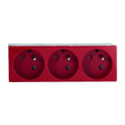 Iboco - Prise TerCia 2 pôles + terre triple détrompée spécial goulotte rouge