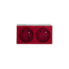 Iboco - Prise TerCia 2 pôles + terre double spécial goulotte rouge