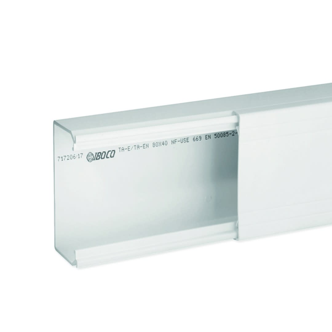 Iboco - Goulotte de distribution non cloisonnable TA-E 80x40 1 compartiment blanche