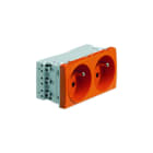 Iboco - Prise TerCia 2 pôles + terre double spécial goulotte orange