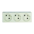 Iboco - Prise Tercia 2 pôles + terre triple spécial goulotte blanche