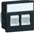 Iboco - Prise Tercia RJ45 double catégorie 6a STP 2 modules 90°spéciale EPT noir