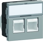 Iboco - Prise Tercia RJ45 double catégorie 6a STP 2 modules 90°spéciale EPT alucolor