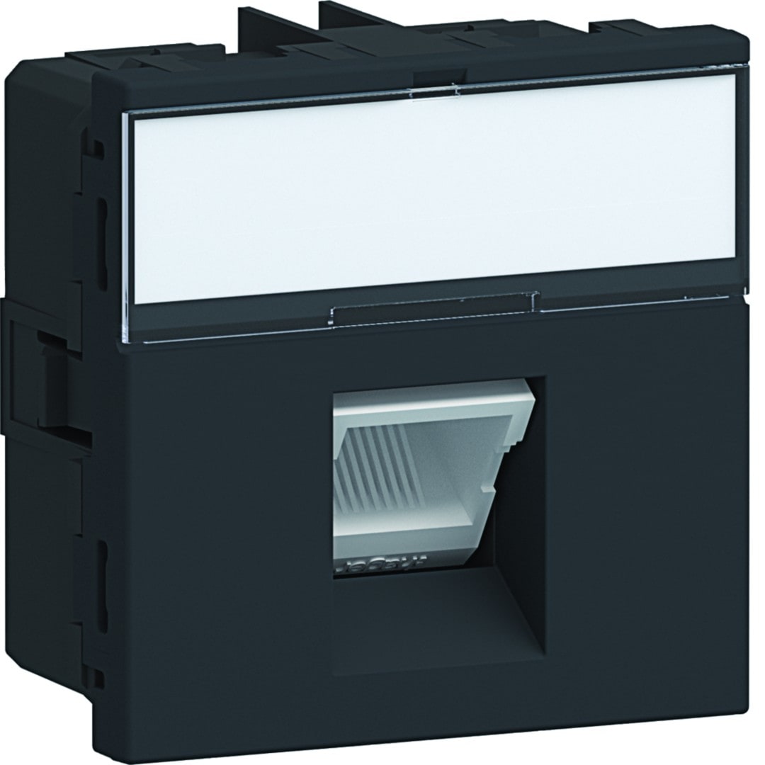 Iboco - Prise Tercia RJ45 simple catégorie 6a STP 2 modules 45°spéciale EPT noir