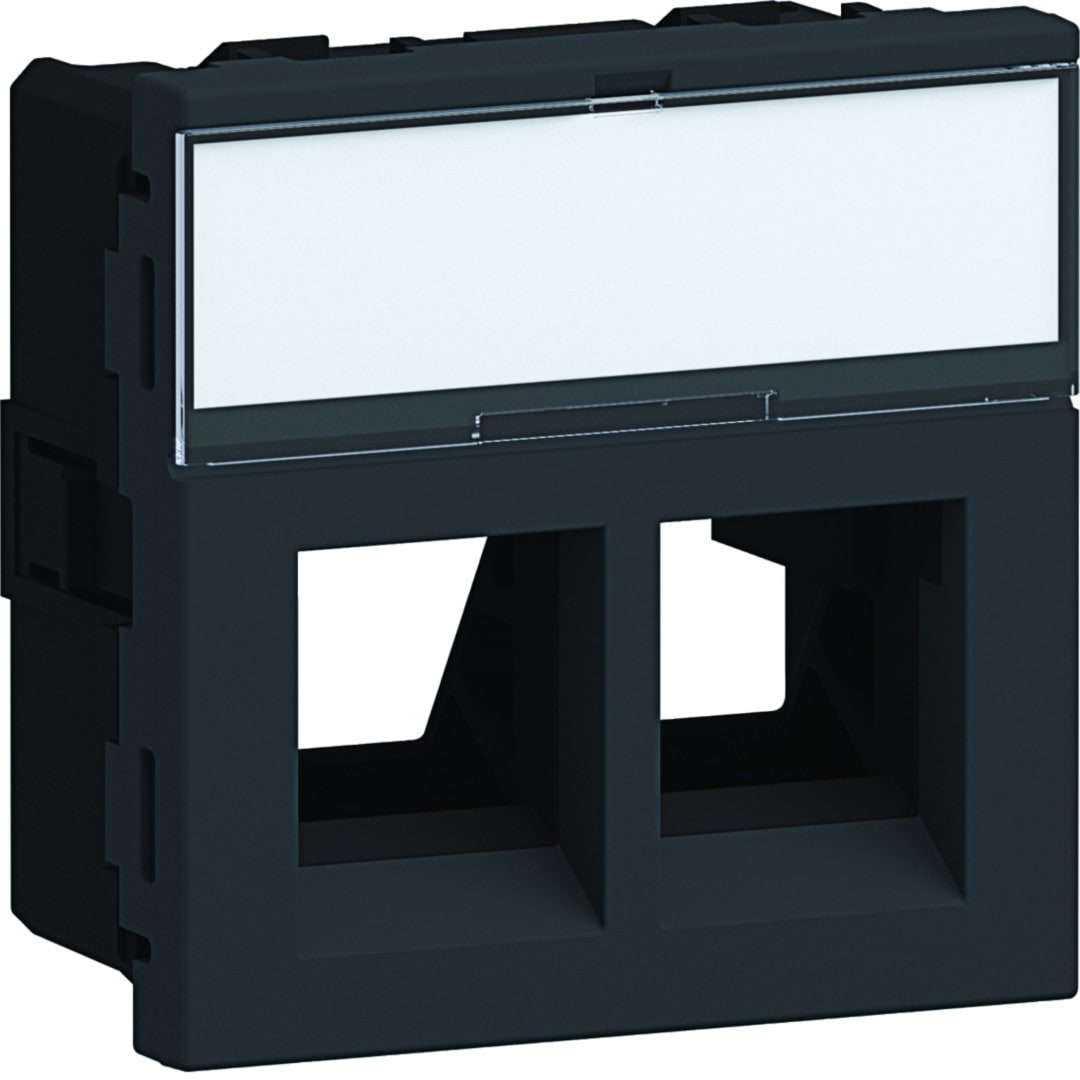 Iboco - Plastron keystone Tercia 2 postes 90° 2 modules spécial EPT noir