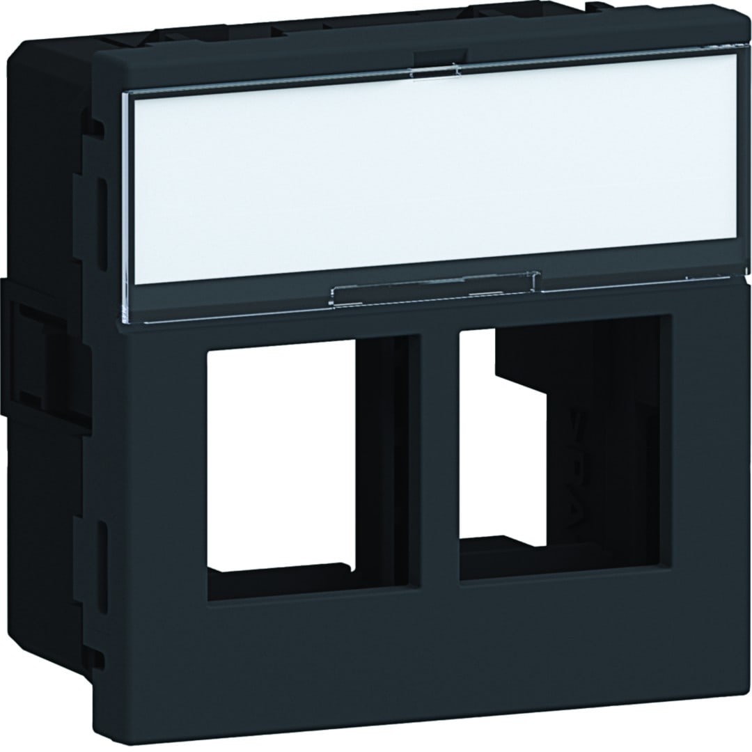 Iboco - Plastron keystone Tercia 2 postes 45° 2 modules spécial EPT noir