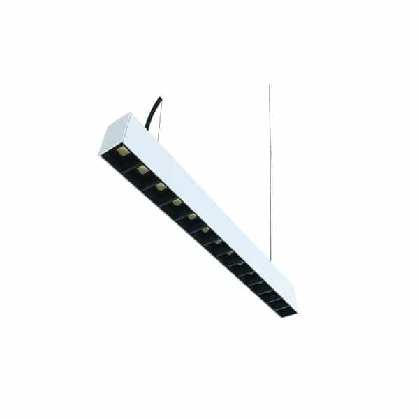 Cubispot - RECTA SUSP. L560 IRC80 15W DALI DIFF. PRISMATIQUE 1913Lm 3000°K NOIR