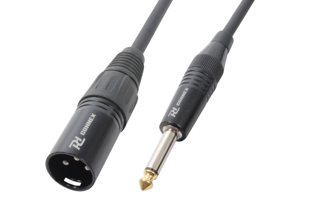 Monacor - Cordon audio XLR mâle / jack 6,35 mâle mono, 1,5 m, noir - CX38-1