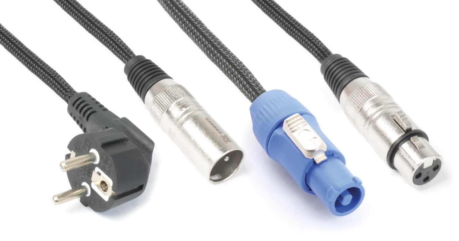 Sodel - Cordon combiné Schuko - XLR mâle / Power A - XLR femelle 15 m - CX08-15
