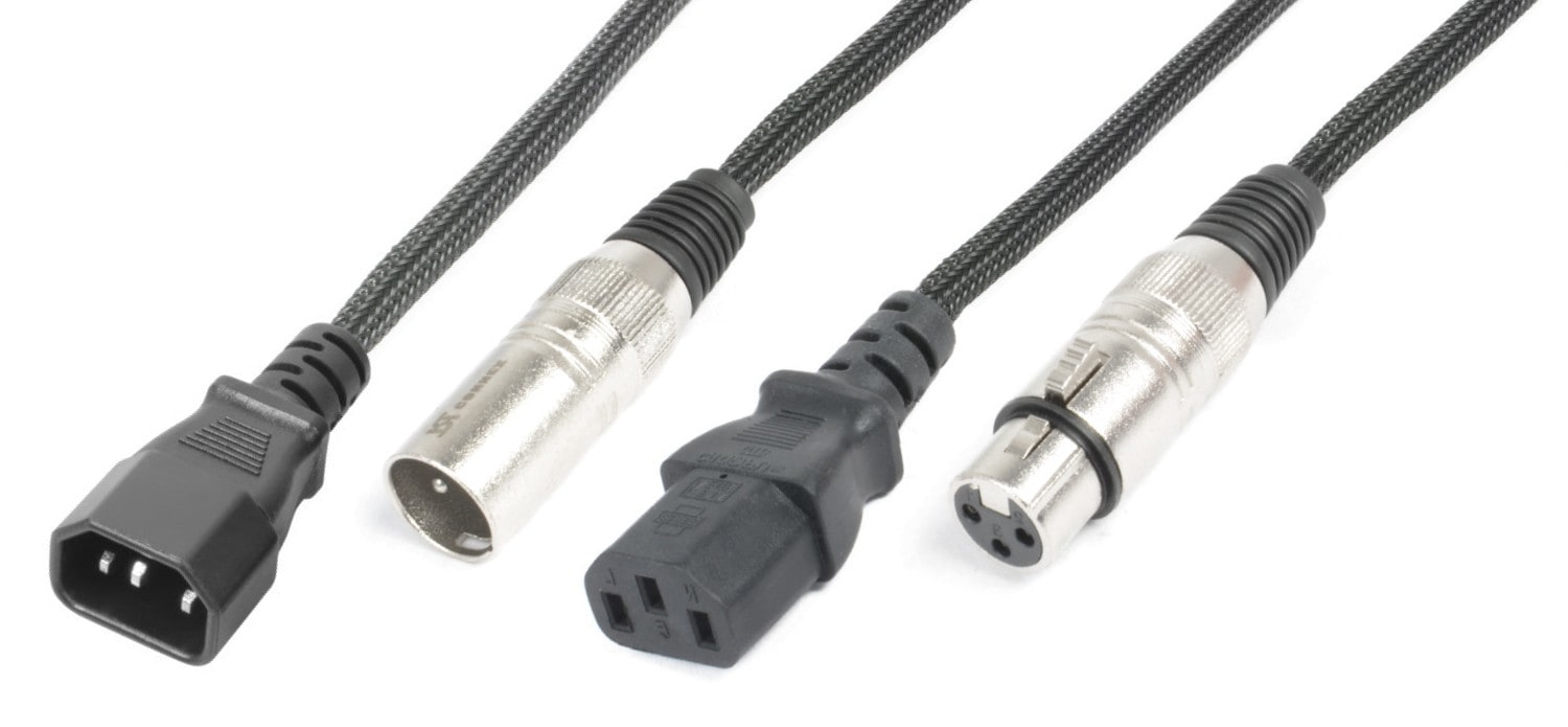 Sodel - Cordon combiné IEC mâle - XLR mâle / IEC femelle - XLR femelle 5 m - CX09-5