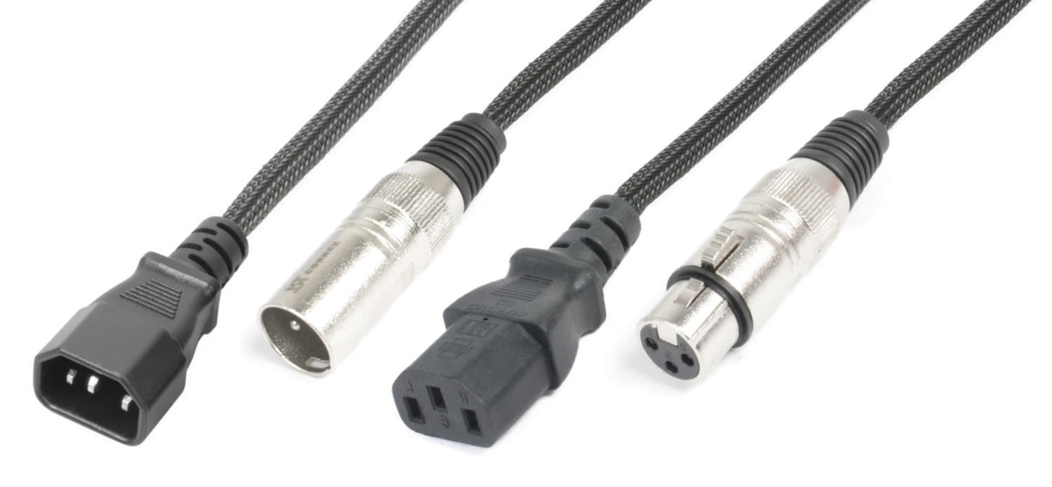 Monacor - Cordon combiné IEC mâle - XLR mâle / IEC femelle - XLR femelle 15 m - CX09-15
