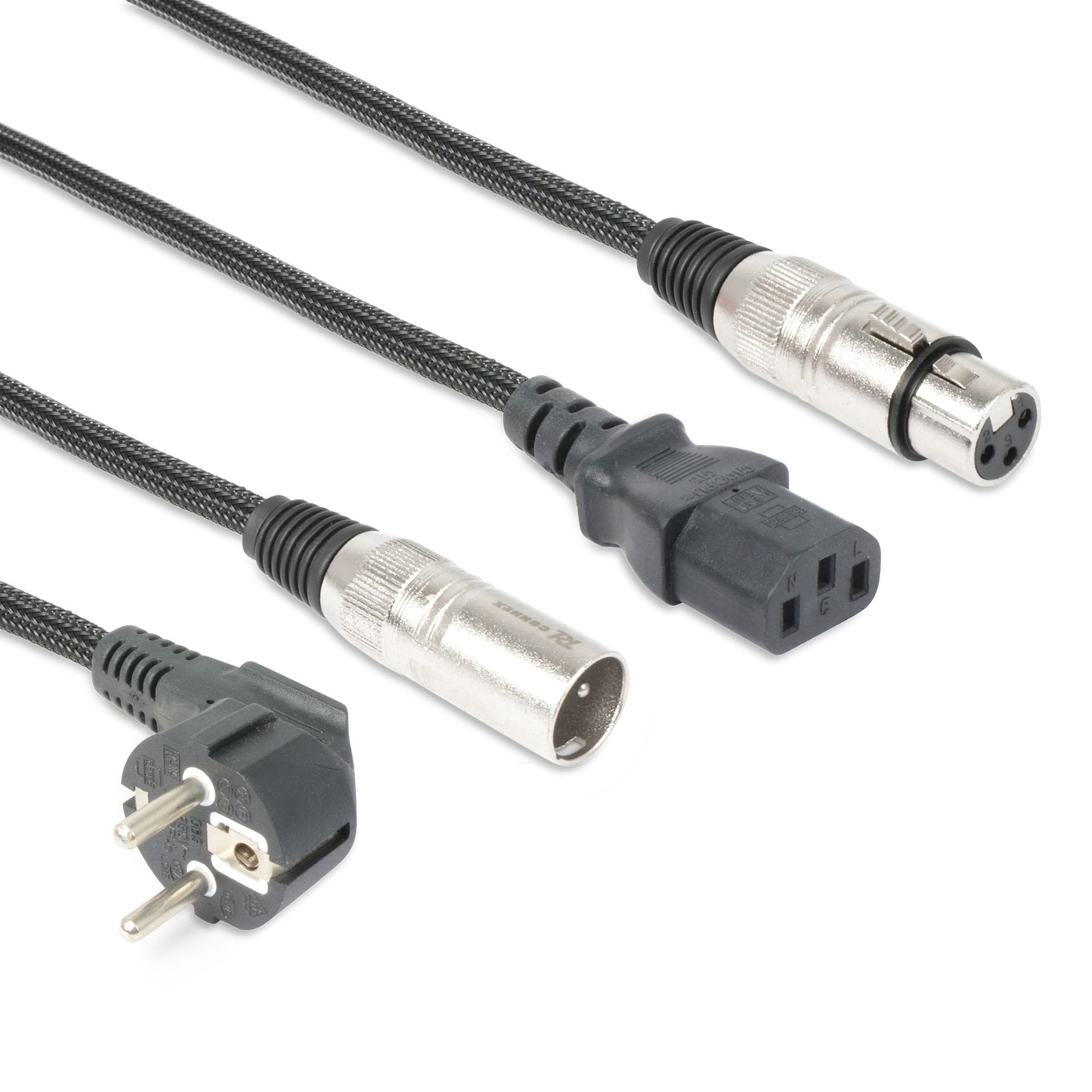 Sodel - Cordon combiné Schuko - XLR mâle / IEC femelle - XLR femelle 10 m - CX10-10