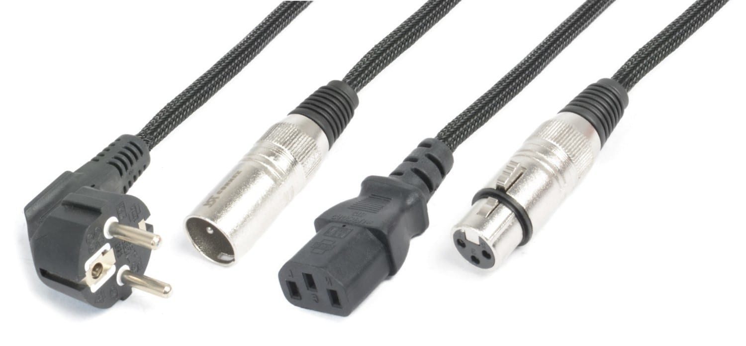 Sodel - Cordon combiné Schuko - XLR mâle / IEC femelle - XLR femelle 15 m - CX10-15