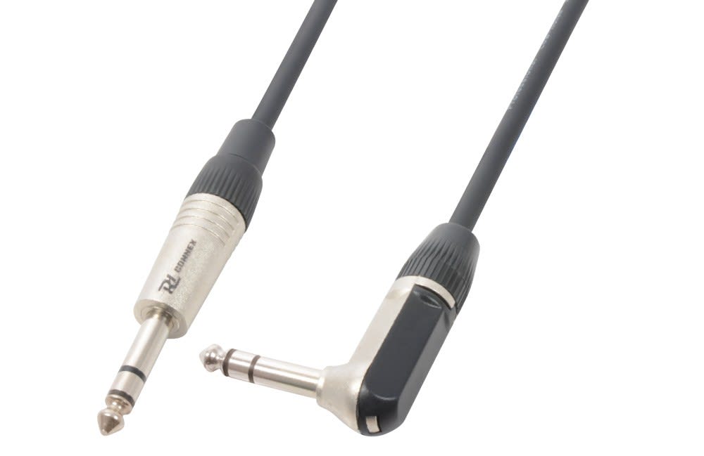 Sodel - Cordon audio jack 6,35 mâle stéréo / jack 6,35 mâle stéréo coudé, 3 m - CX78-3