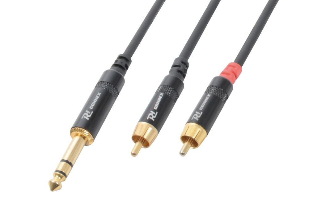 Sodel - Cordon audio jack 6,35 mâle stéréo / 2 x RCA mâle, 1,5 m - CX84-1