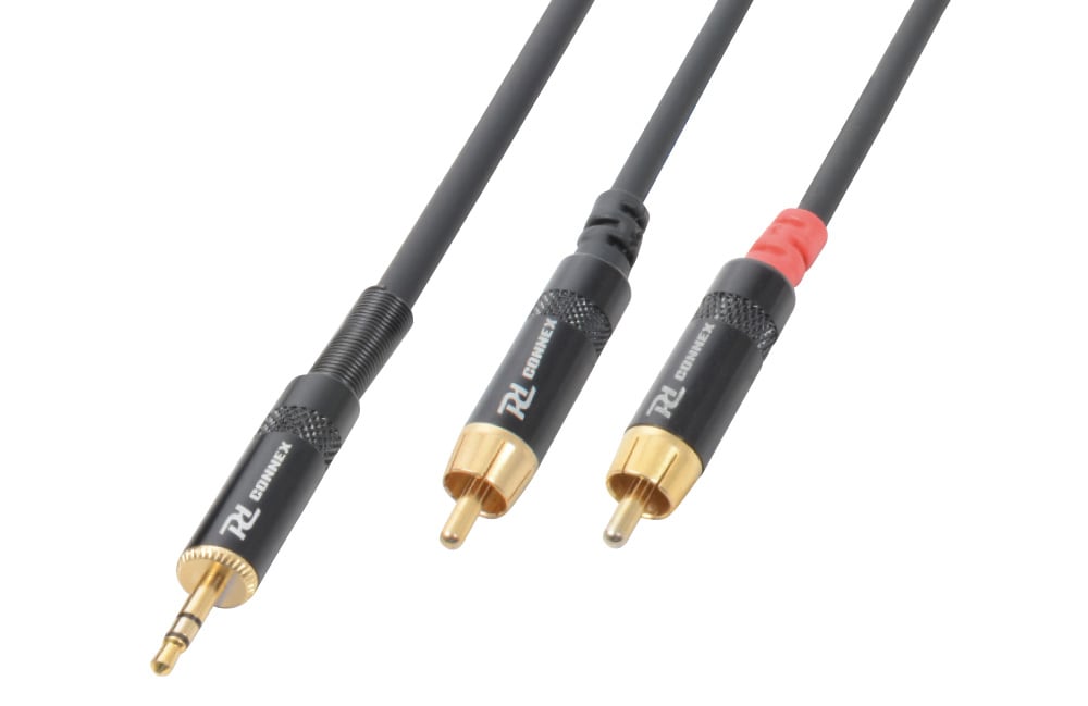 Monacor - Cordon audio jack 3,5 mâle stéréo / 2 x RCA mâle, 6 m - CX85-6