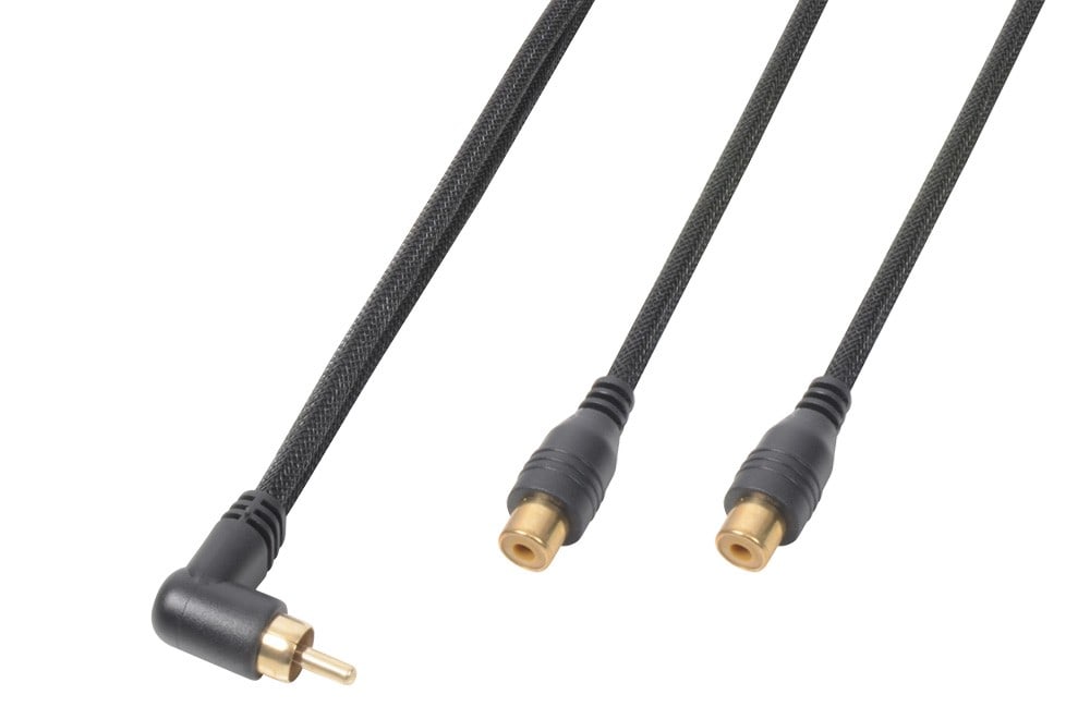Sodel - Cordon audio RCA mâle coudé / 1x RCA femelle, 0,3 m - CX143