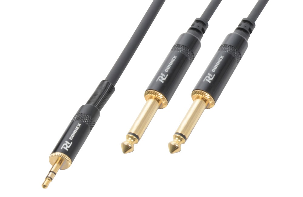 Monacor - Cordon audio jack 3,5 mâle stéréo / 2 x jack 6,35 mono, 6 m, HQ - CX86-6