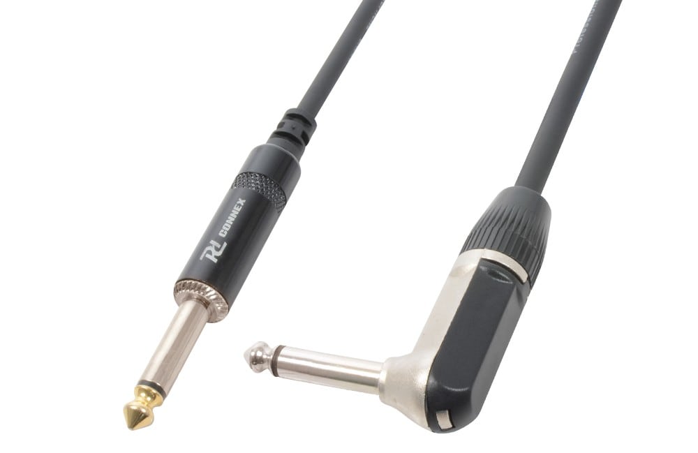 Sodel - Cordon guitare jack 6,35 mâle mono / jack 6,35 mâle mono coudé, 6 m - CX115-6