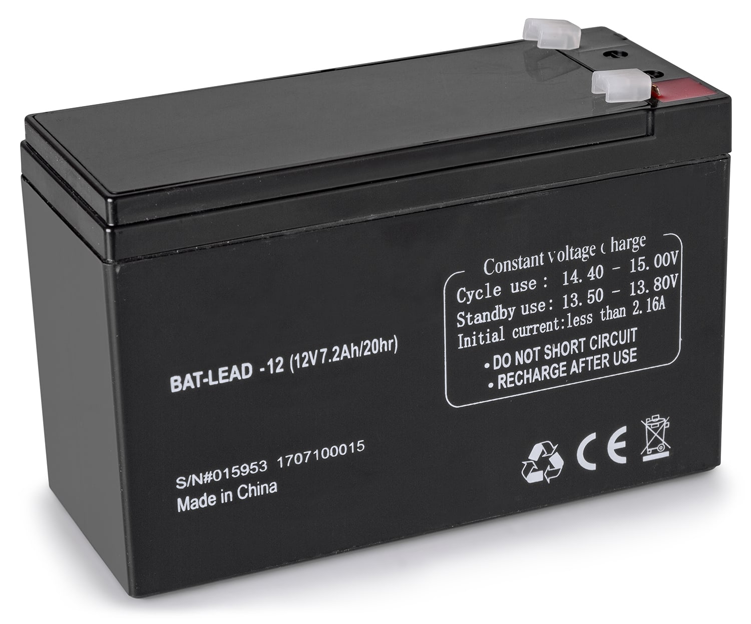 Monacor - Batterie / Accu au plomb, rechargeable, 12 V, 7,2 Ah