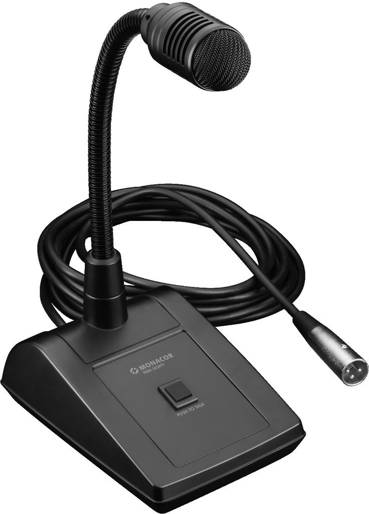 Monacor - Micro PA, table, PTT, XLR mâle