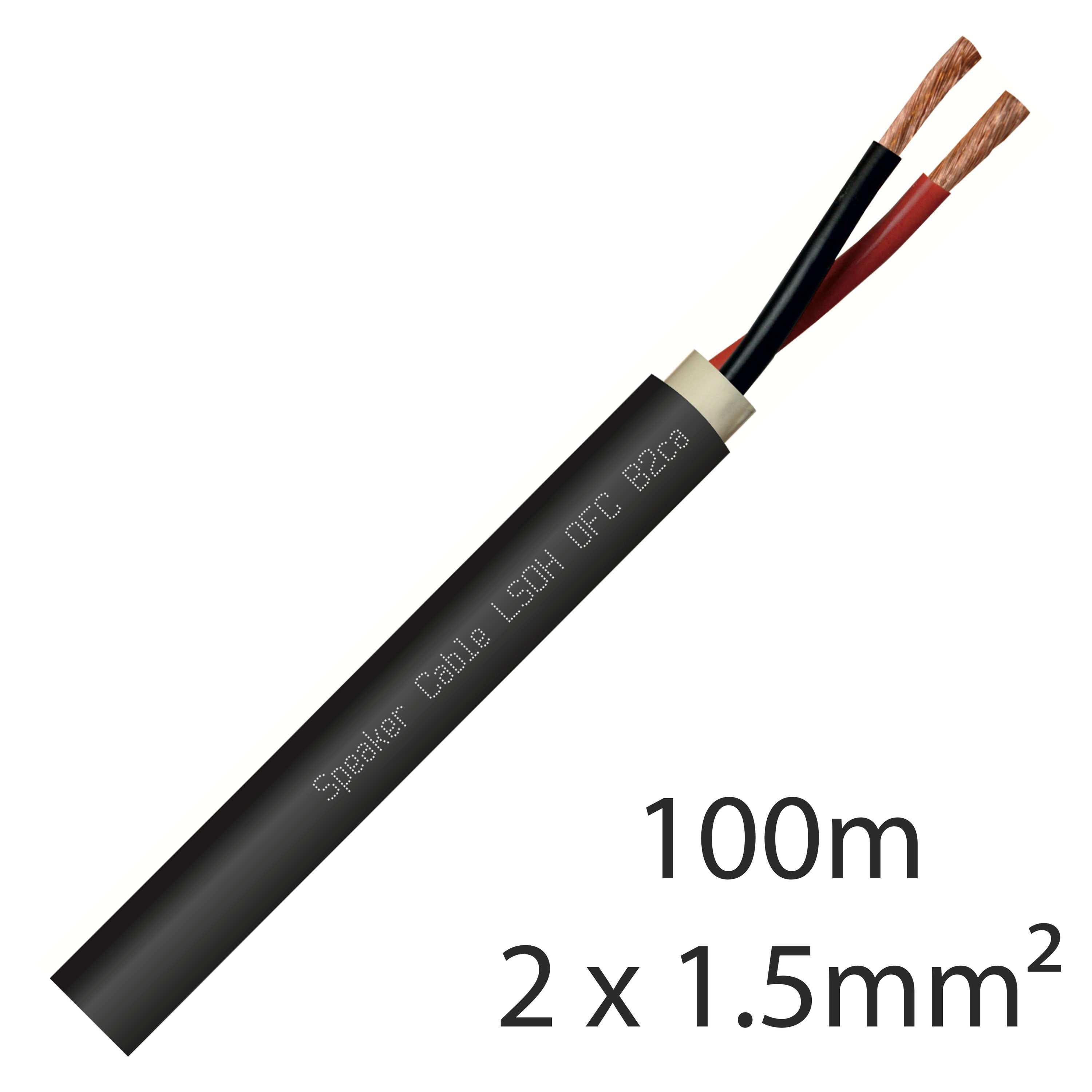 Sodel - Câble haut-parleur, 2 x 1,5 mm2, 100 m, OFC, B2CA