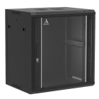 Sodel - Rack pour appareil 19", 12 U, noir, fixation murale, porte en verre