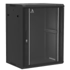 Sodel - Rack pour appareil 19", 15 U, noir, fixation murale, porte en verre