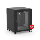 Sodel - Rack pour appareil 19", 42 U, noir, à poser au sol, porte en verre