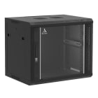 Sodel - Rack pour appareil 19", 9 U, noir, fixation murale, porte en verre